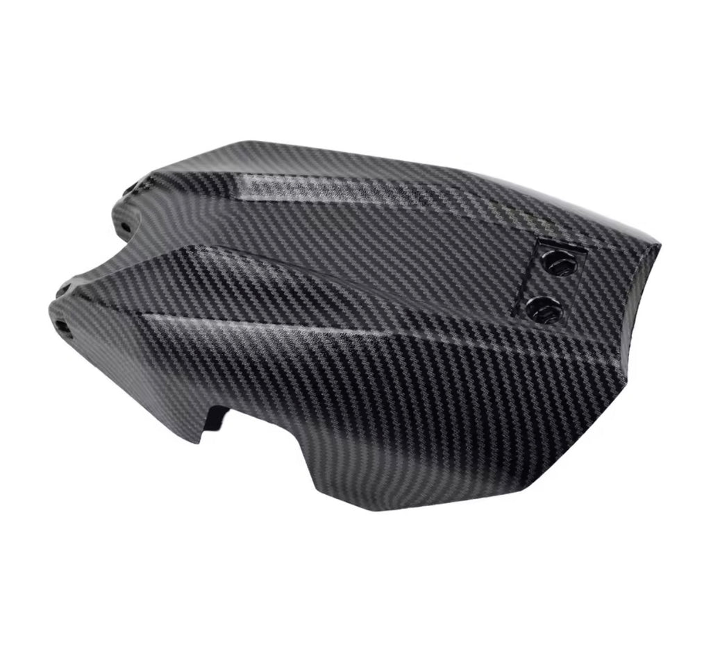 Talaria Sting carbon fiber battery cover for MX3 & MX4, enhancing your ride's aesthetic while protecting the battery.