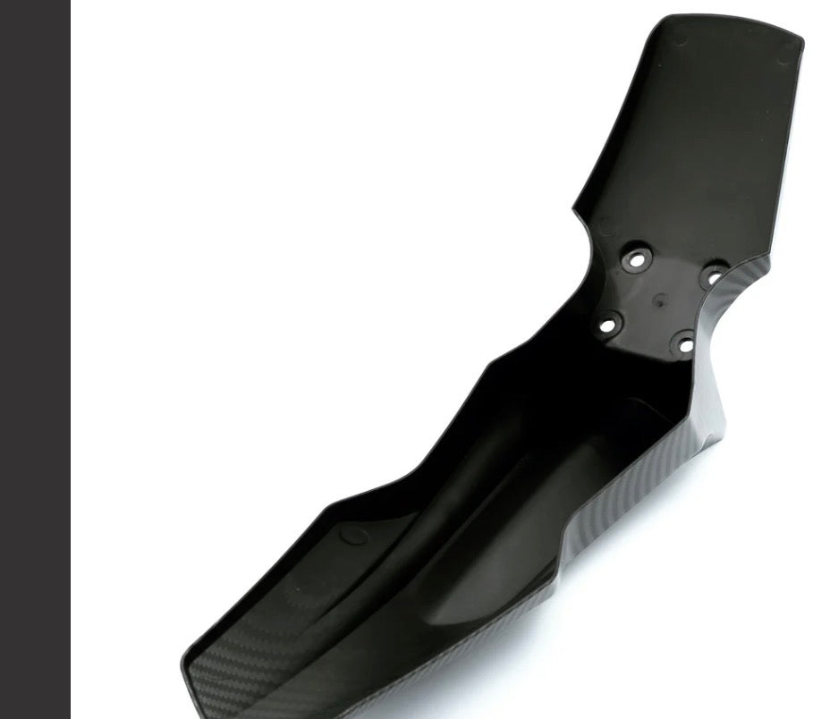 carbon fiber front fender for Surron Ultra Bee showcasing a high-gloss finish and designed for durability.