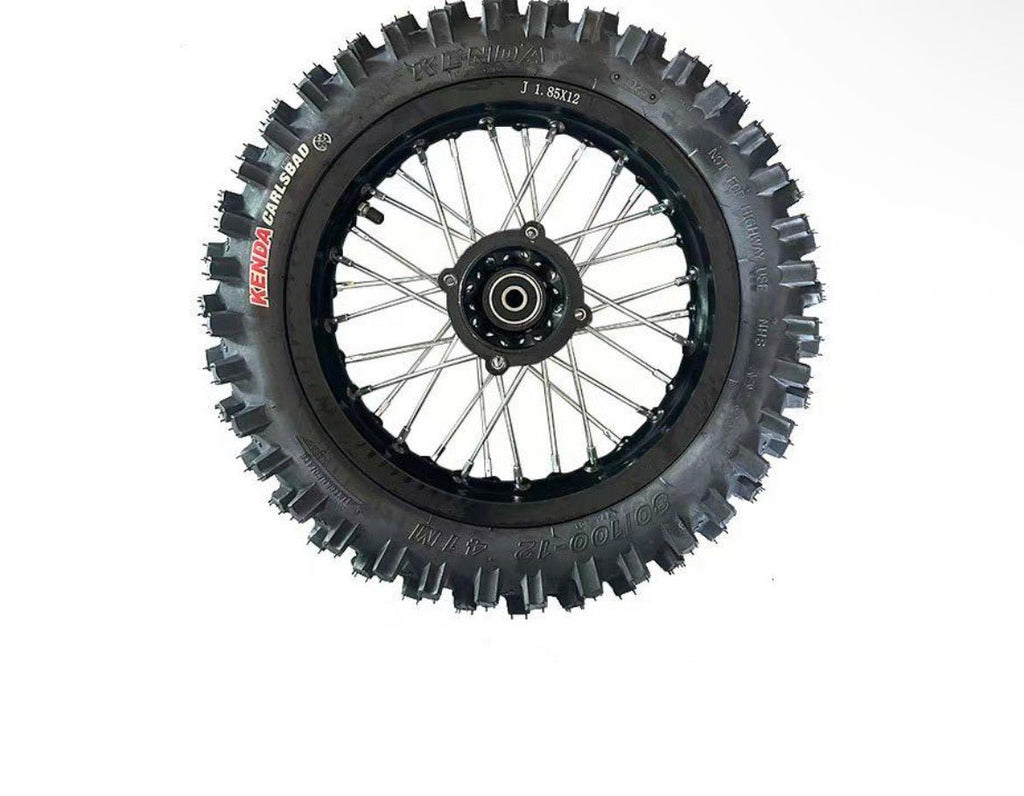 Tuttio 14 inch dirt wheel set featuring a rugged tire designed for off-road performance and traction.