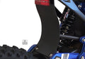 surron lbx shock protector mud guard installed on rear suspension of a blue Surron Light Bee X.