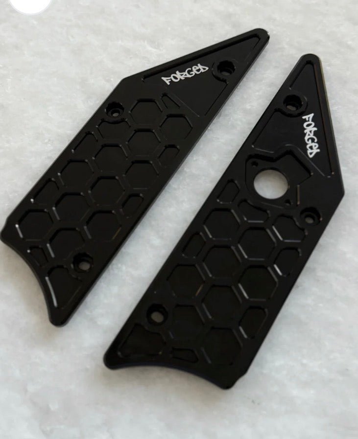 Premium V2 metal side panels for Talaria XXX, featuring a sleek black hexagonal design with precision engraving.