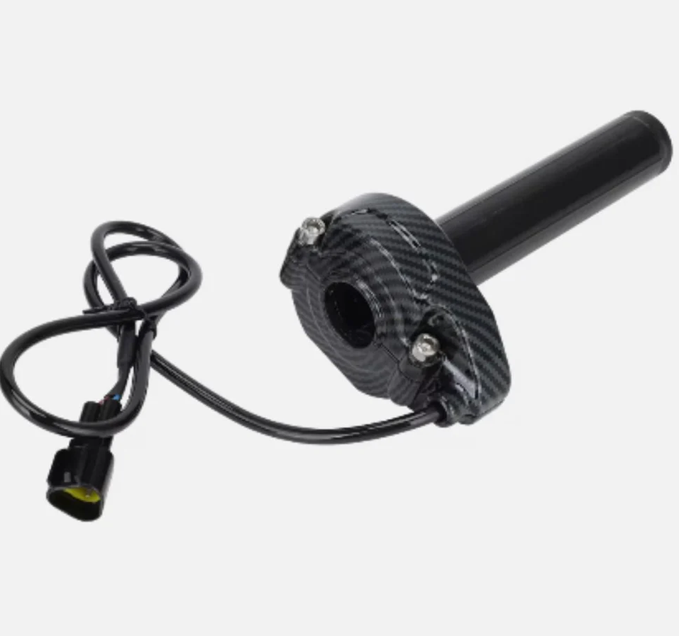 Carbon fiber throttle for Surron high-performance throttle grip with sleek carbon-weave finish.