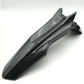 Carbon fiber front fender for Surron Ultra Bee showcasing high-gloss finish and sleek design.