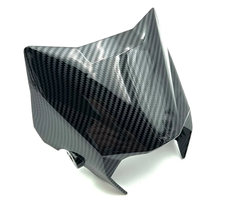 Surron Ultra Bee carbon fiber number plate housing with a sleek, glossy black finish.