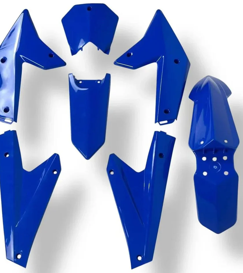 ETM RTR body plastic set in blue color, complete kit for e-bike exterior panel replacement.