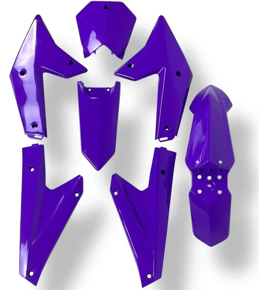 ETM RTR body plastic set in vibrant purple for e-bikes, includes all exterior panels for a factory fresh look.